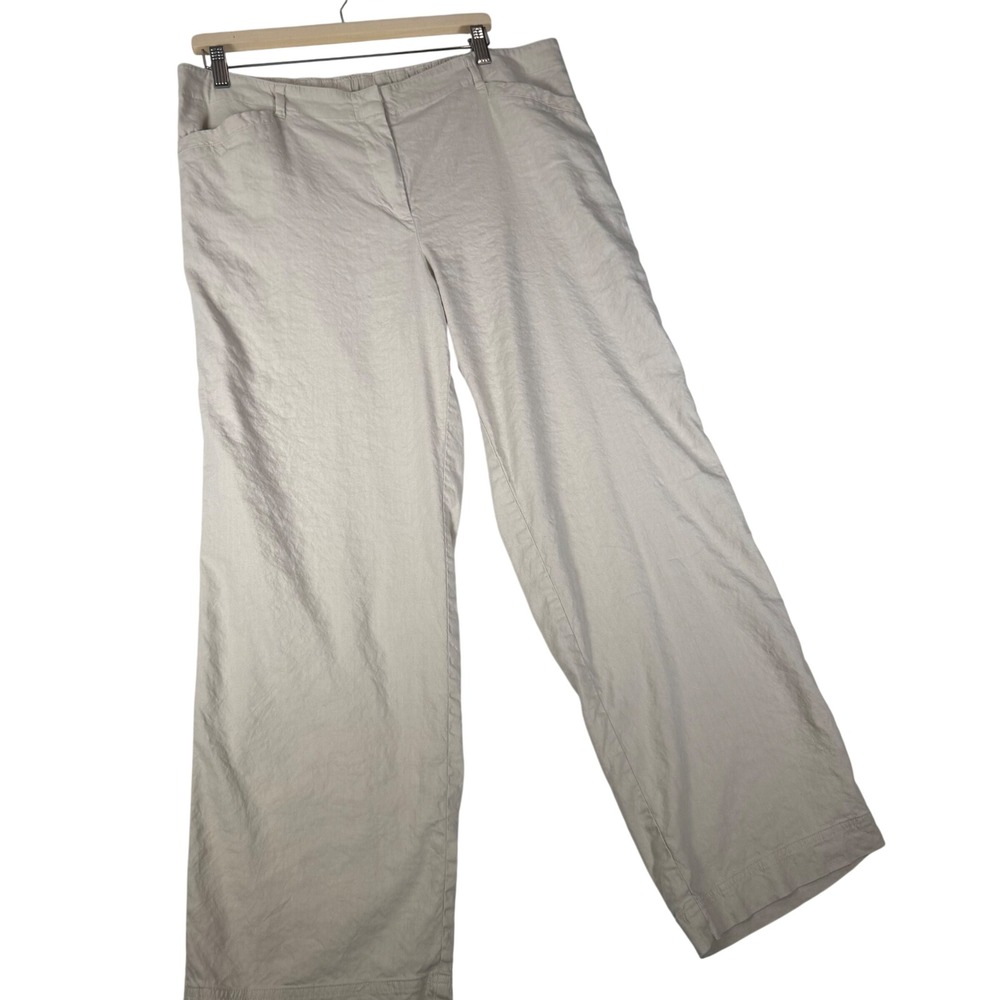 J. Jill Linen Stretch Wide Leg Pants 18 Oatmeal Beige WPT056601 | Trousers Plus
